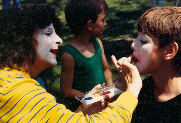 Face painting at an Assembly outreach